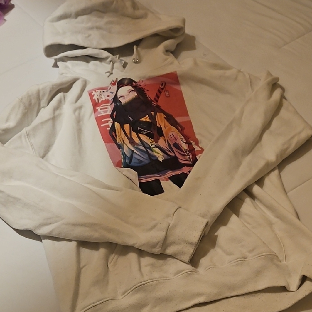 Graphic Print Hoodie - Cream